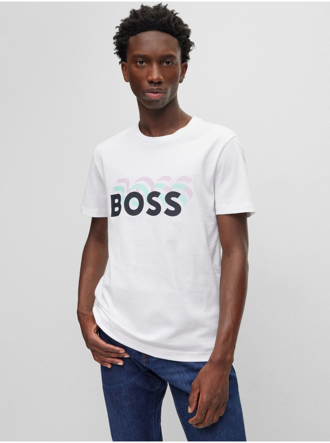 Tričká s krátkym rukávom pre mužov BOSS - biela, čierna, tyrkysová