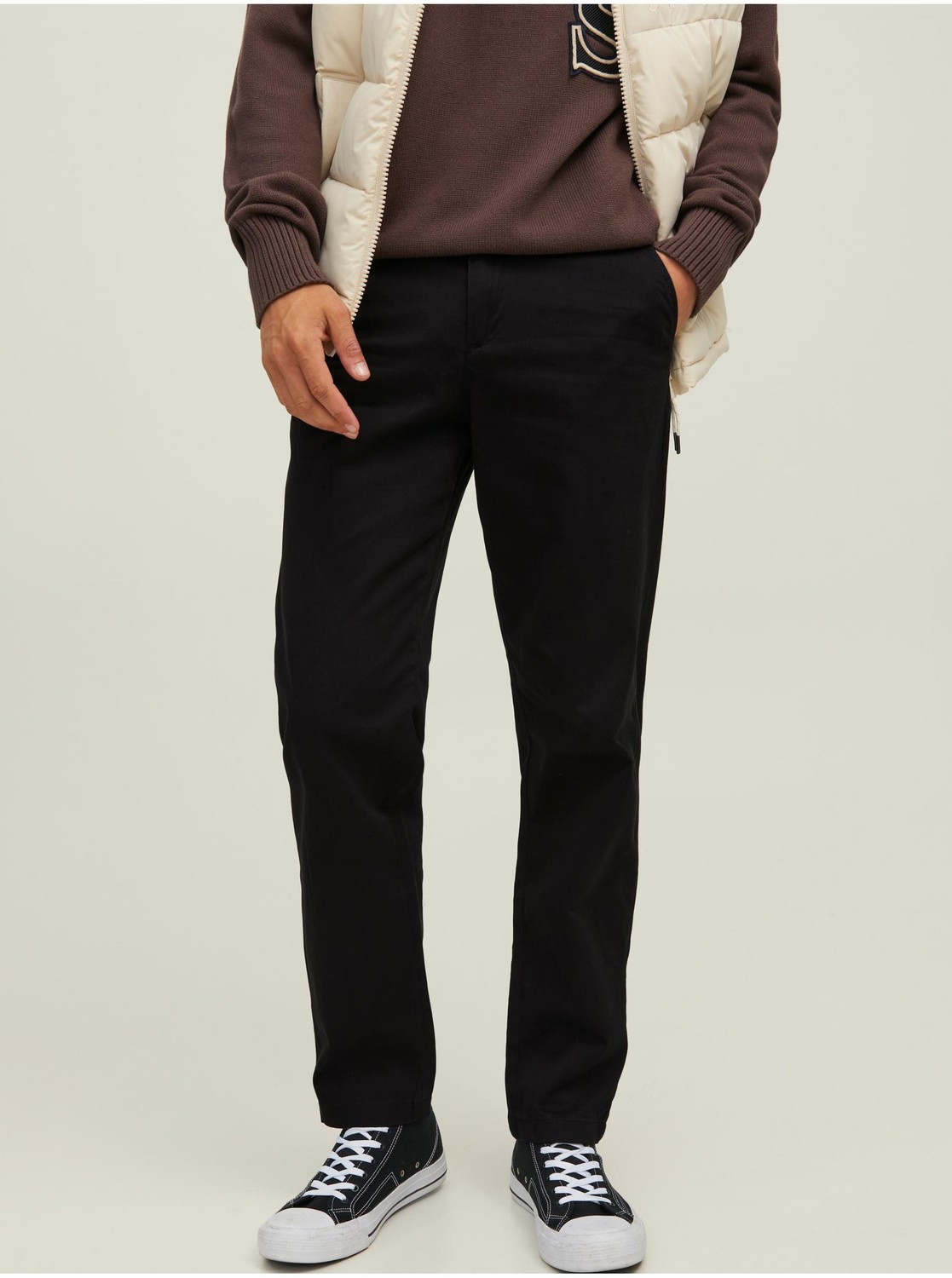 Čierne pánske chino nohavice Jack & Jones Kane