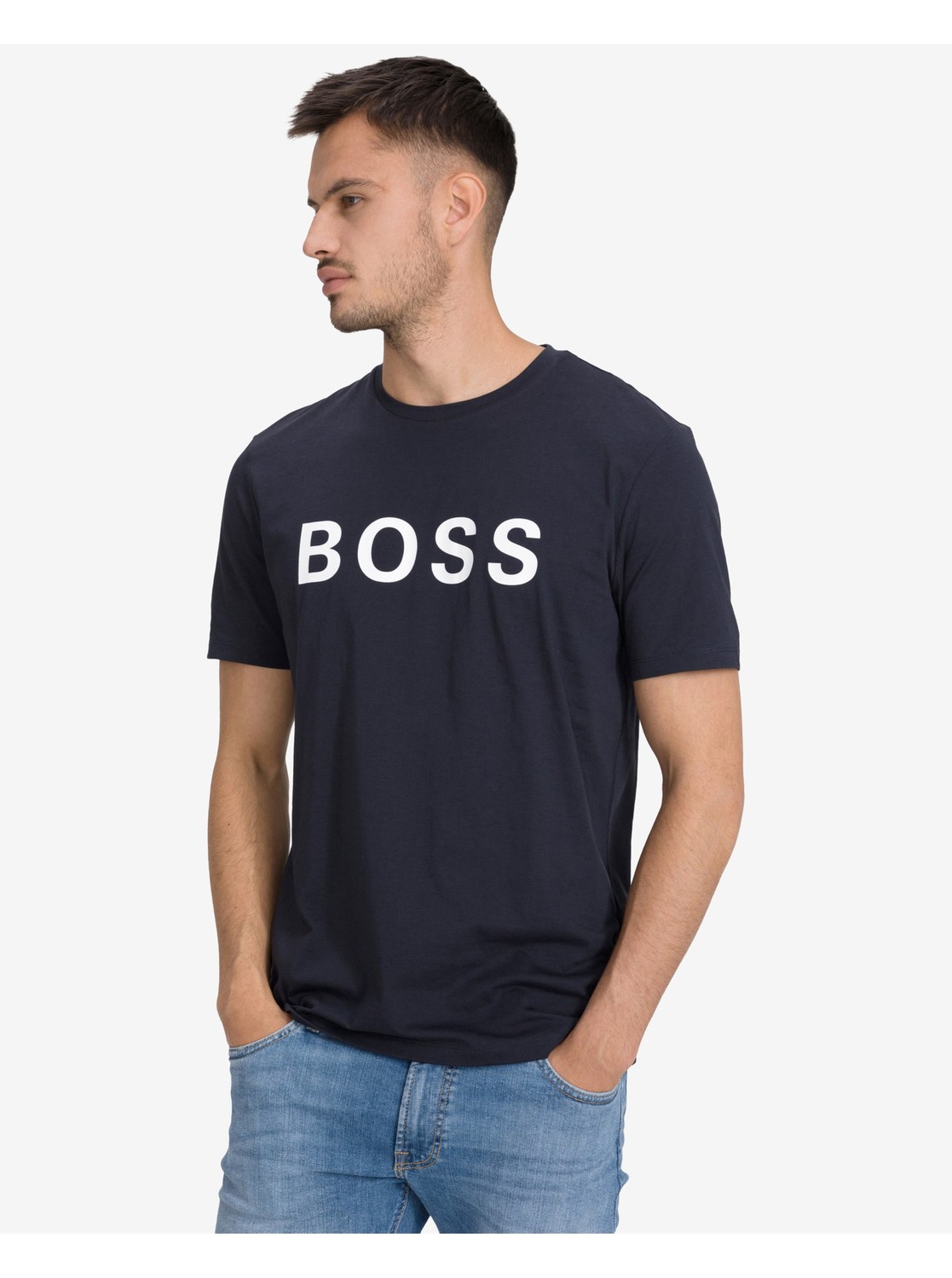 Tričká s krátkym rukávom pre mužov BOSS - modrá