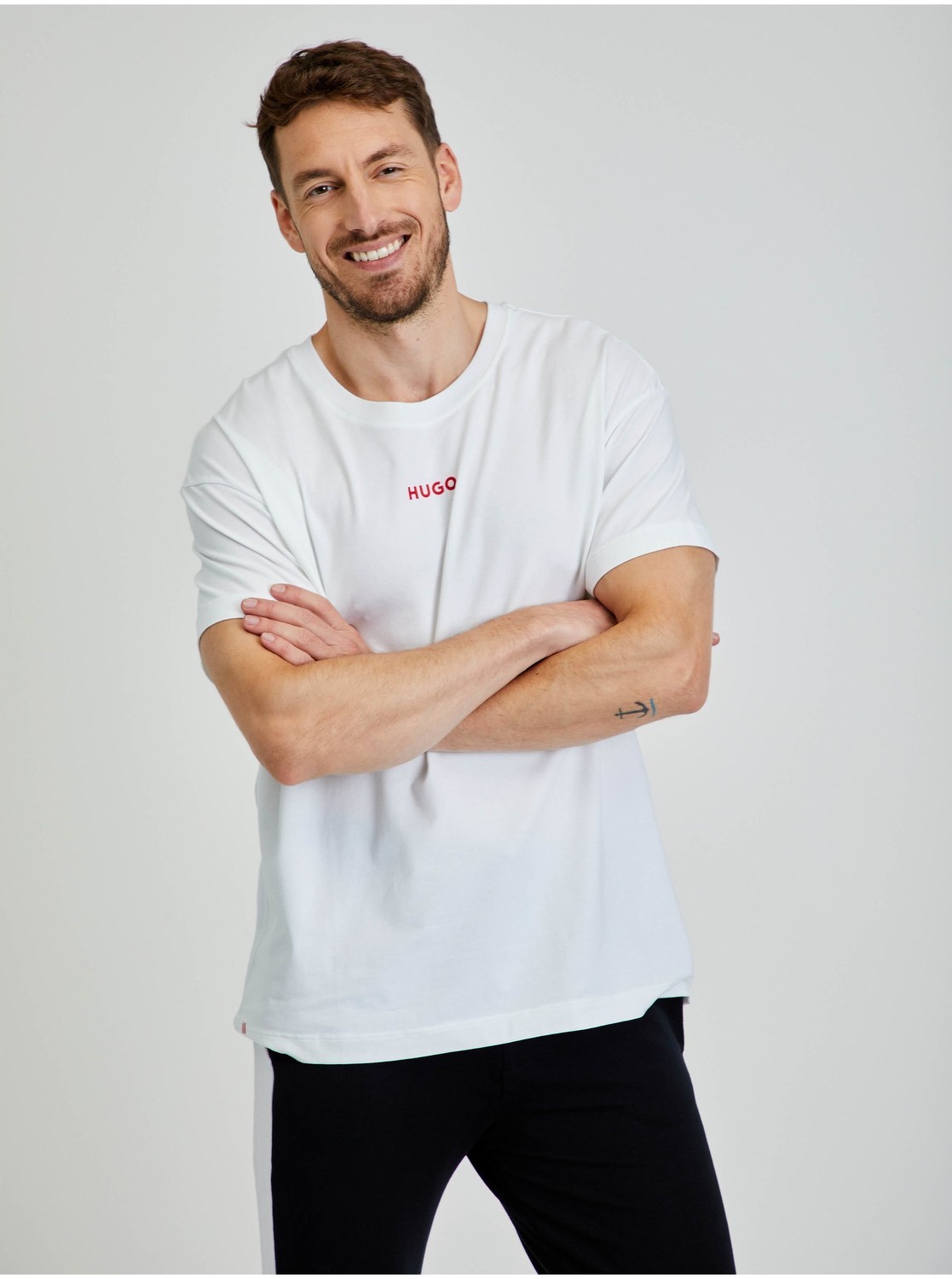 Tričká s krátkym rukávom pre mužov BOSS - biela