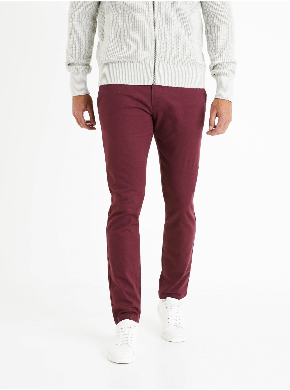 Vínové pánske chino nohavice Celio Tocharles