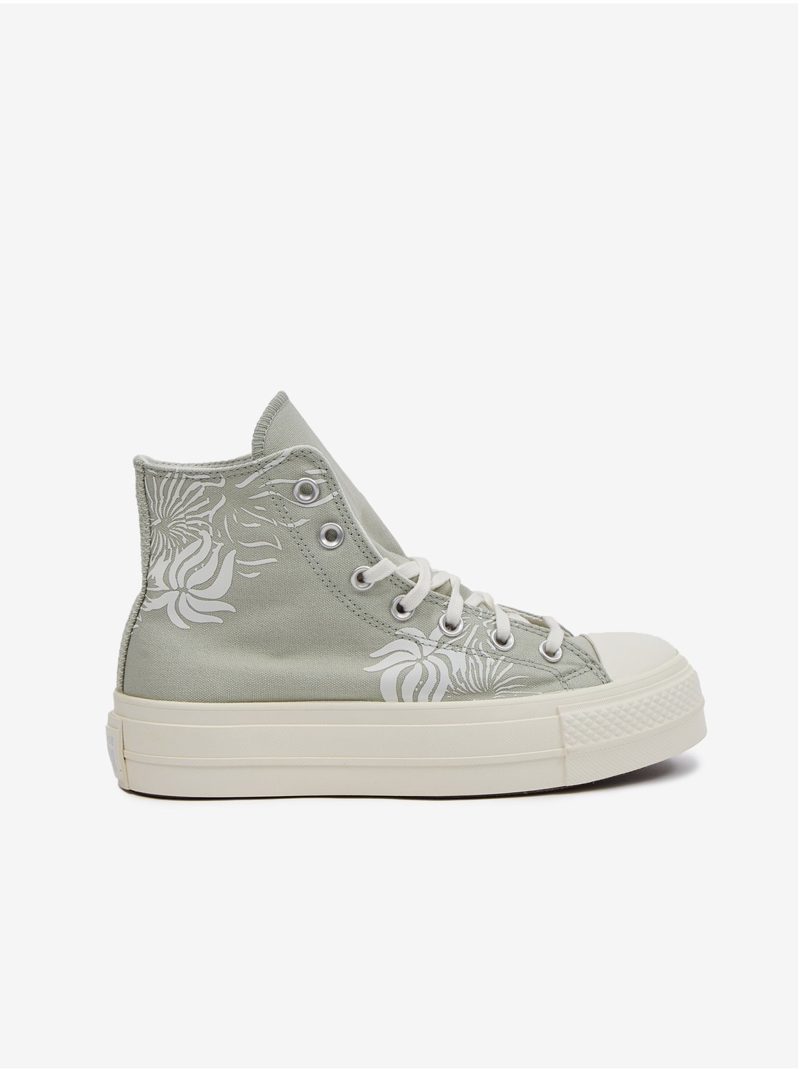Svetlozelené dámske členkové tenisky na platforme Converse Chuck Taylor All Star Lift