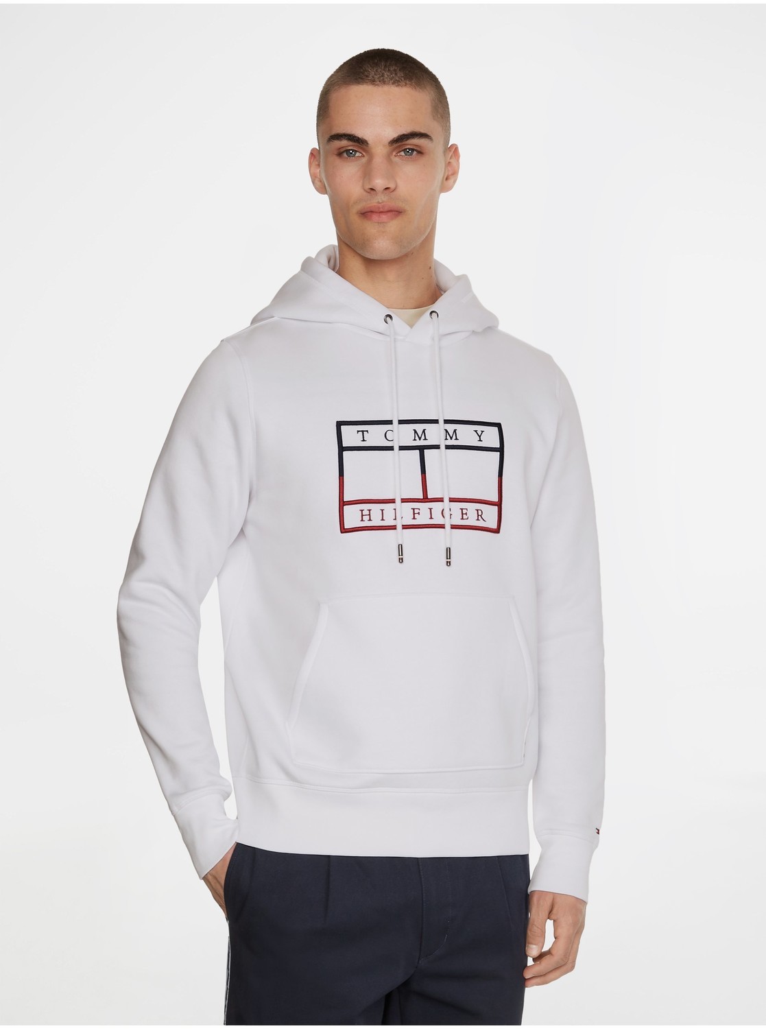 Biela pánska mikina s kapucňou Tommy Hilfiger