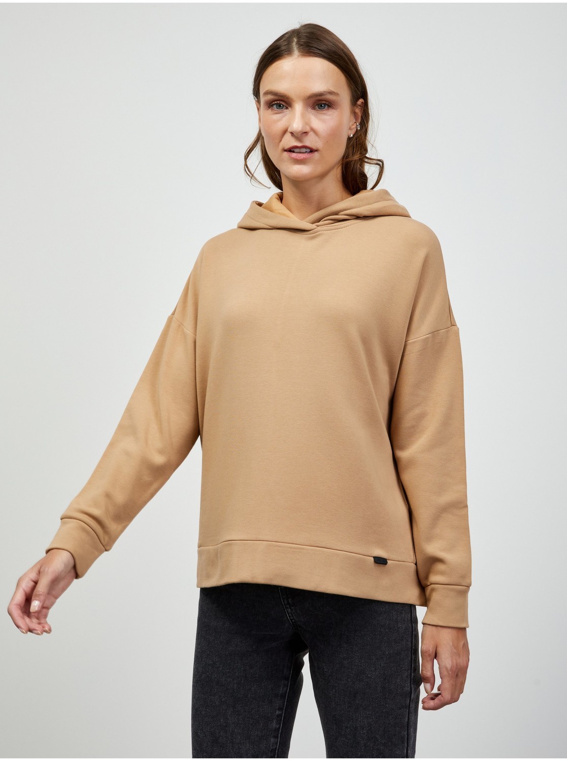 Béžová dámska basic mikina s kapucňou ZOOT.lab Noor