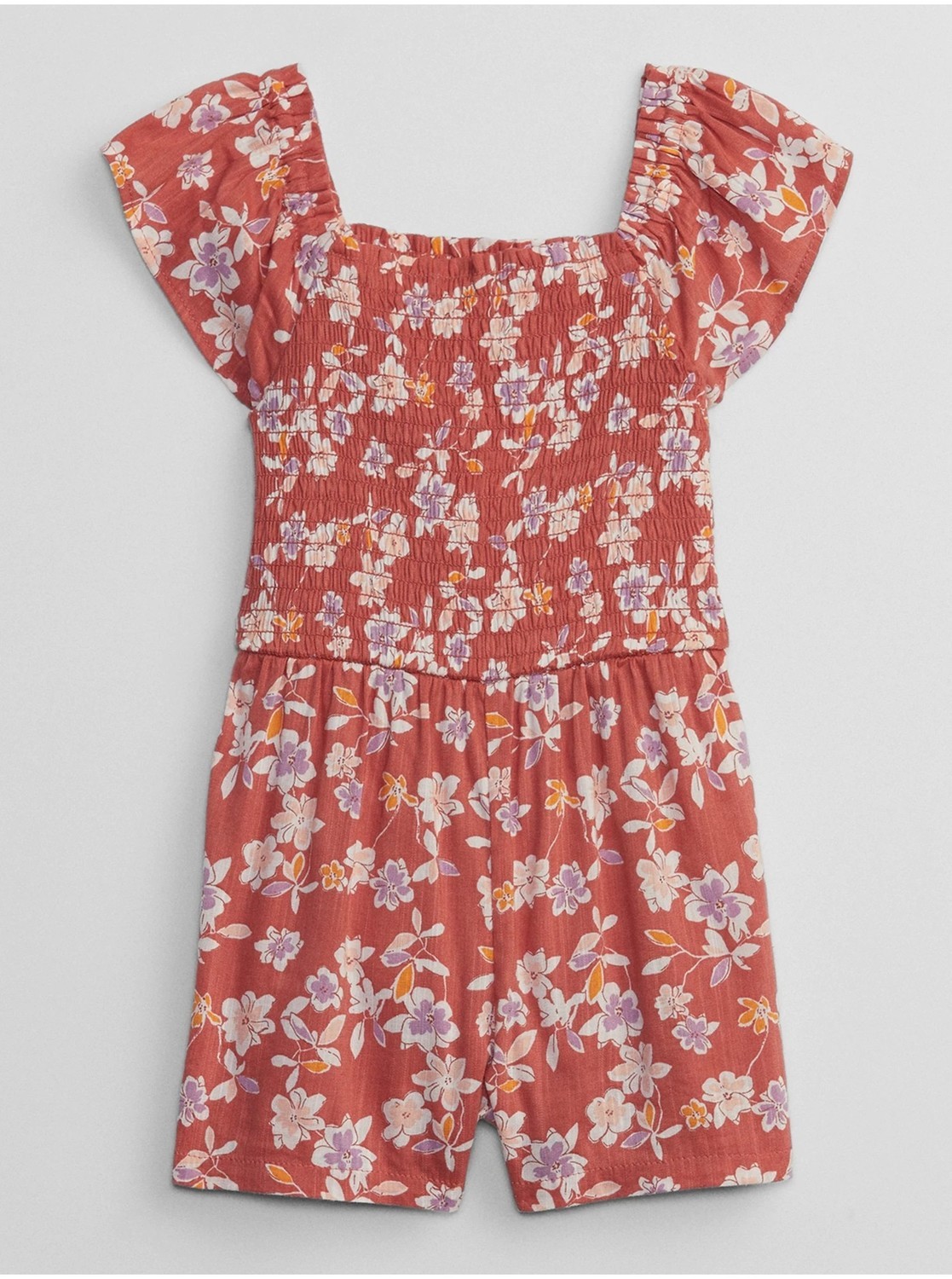 Tehlový dievčenský kvetovaný overal GAP