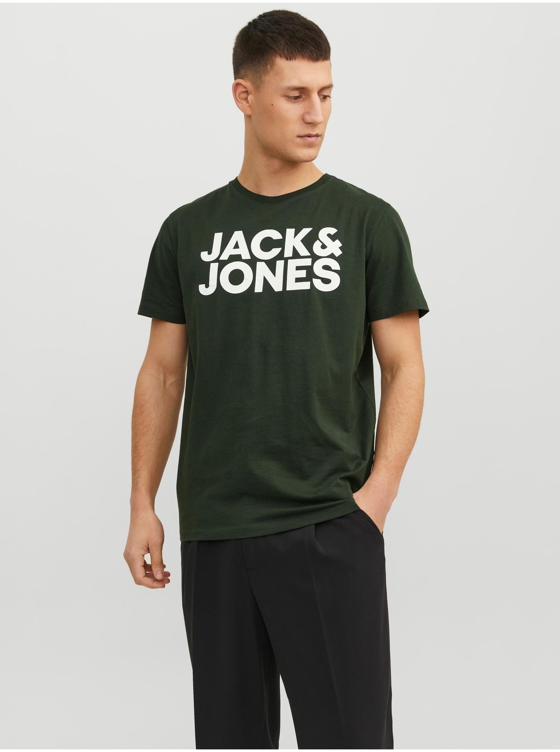 Tmavozelené pánske tričko Jack & Jones Corp