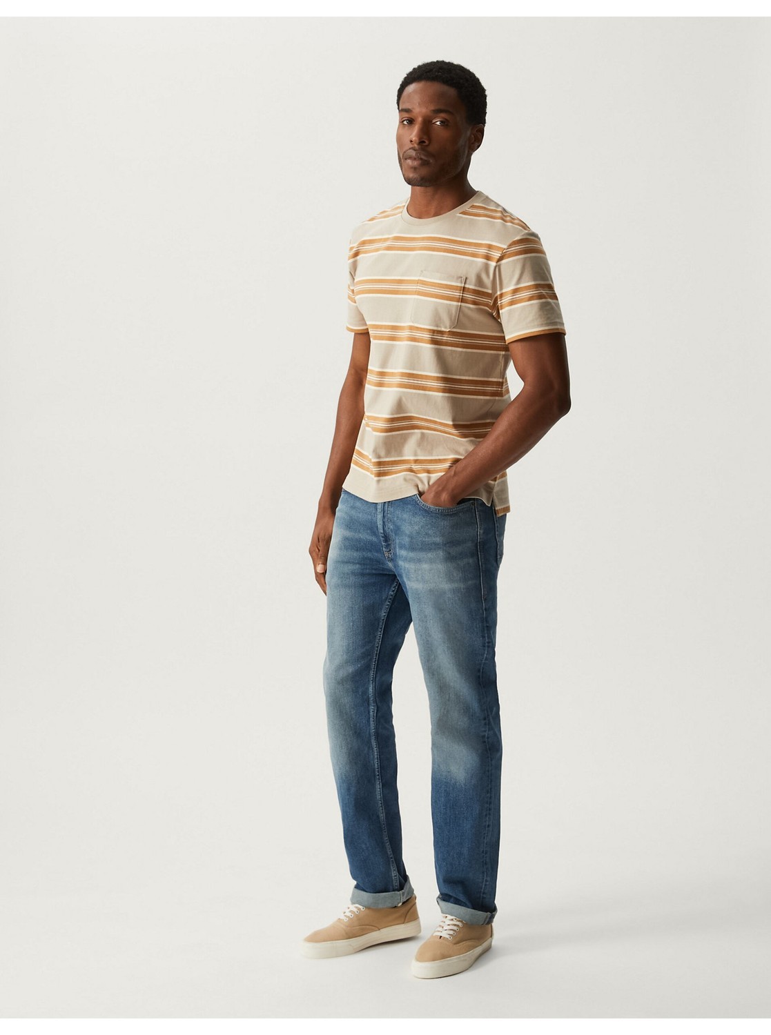 Modré pánske straight fit rifle Marks & Spencer