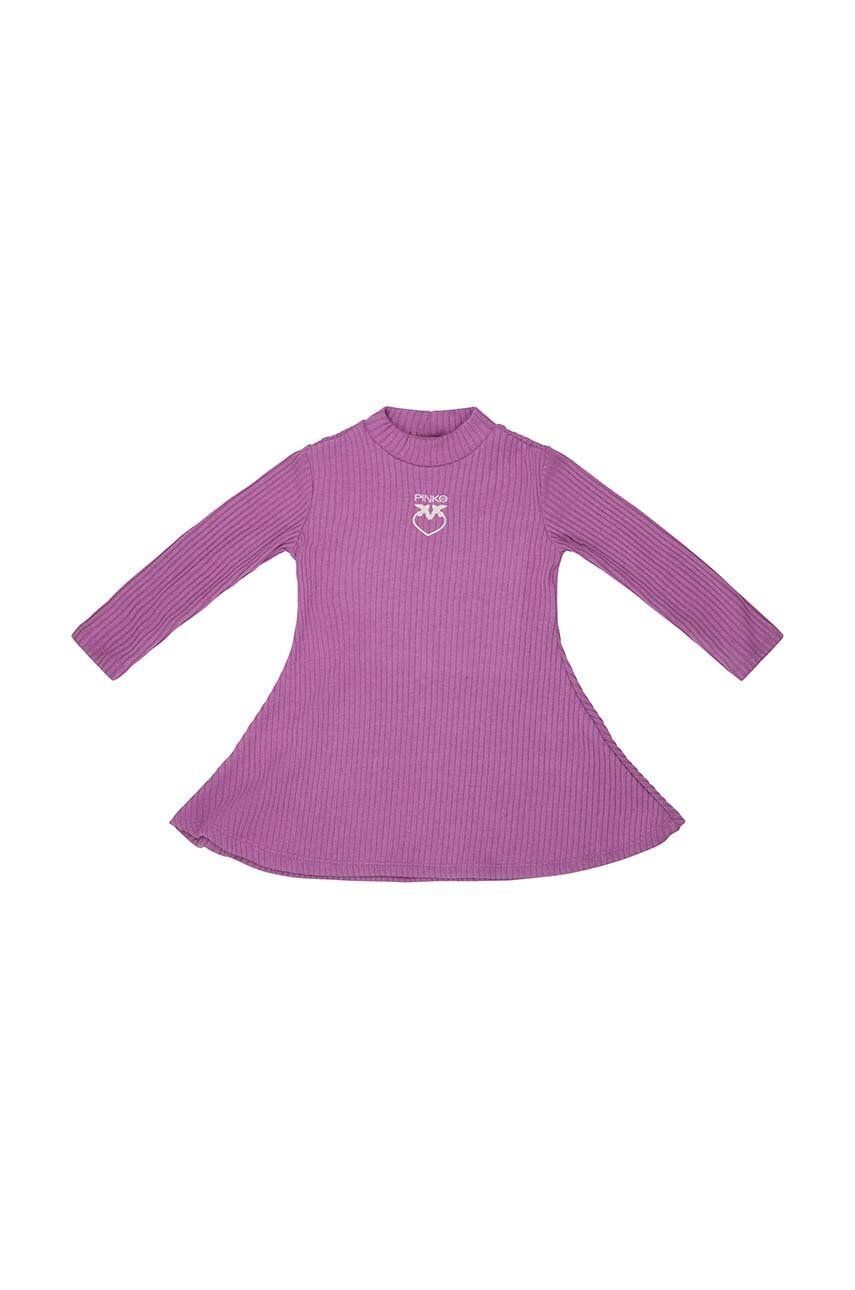 Dievčenské šaty Pinko Up fialová farba, mini, áčkový strih
