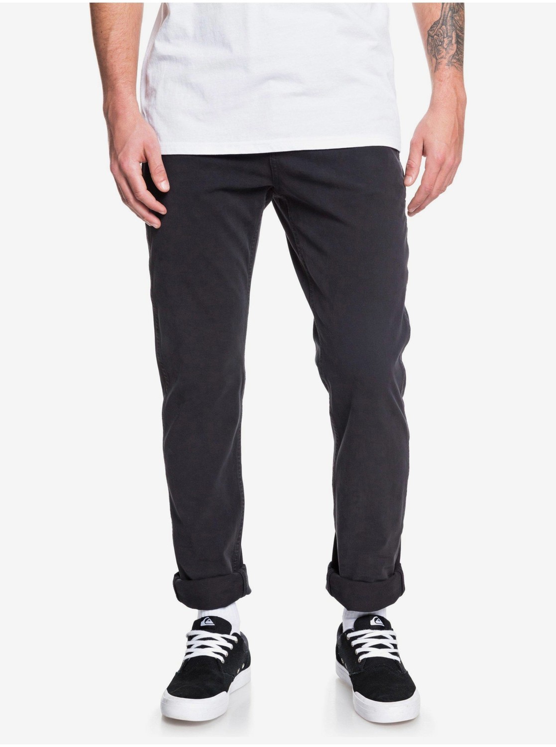 Černé pánské chino kalhoty Quiksilver Krandy
