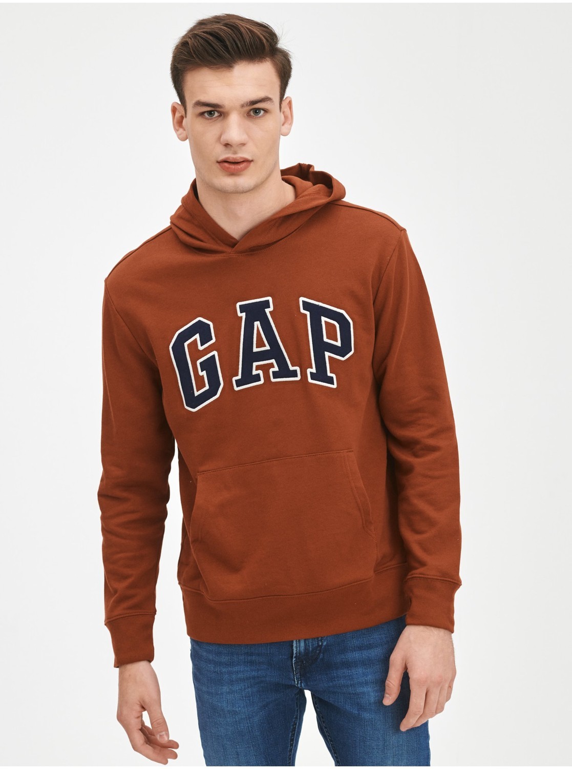 Mikiny s kapucou pre mužov GAP - hnedá