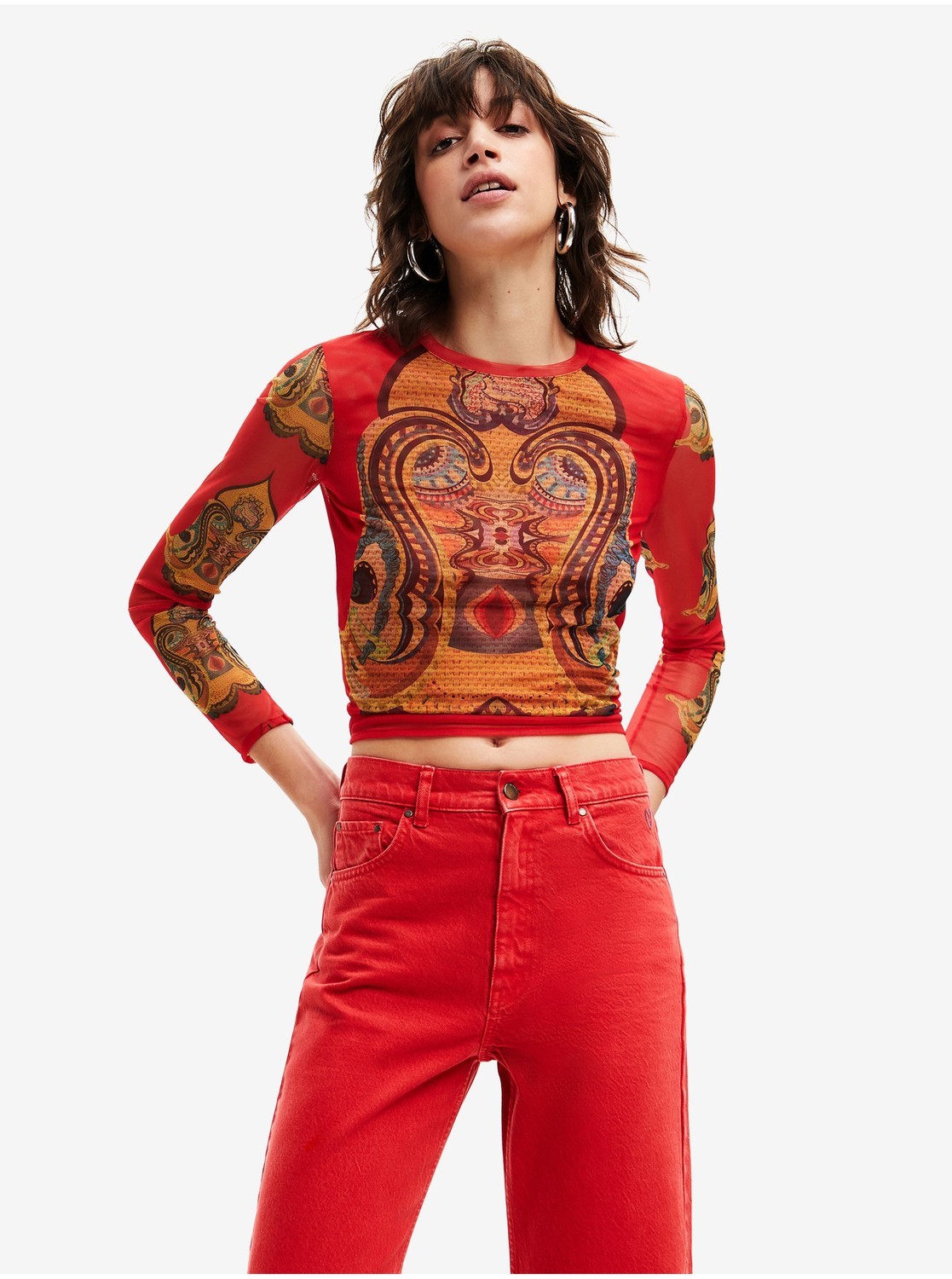 Červené dámske tričko Desigual Groove