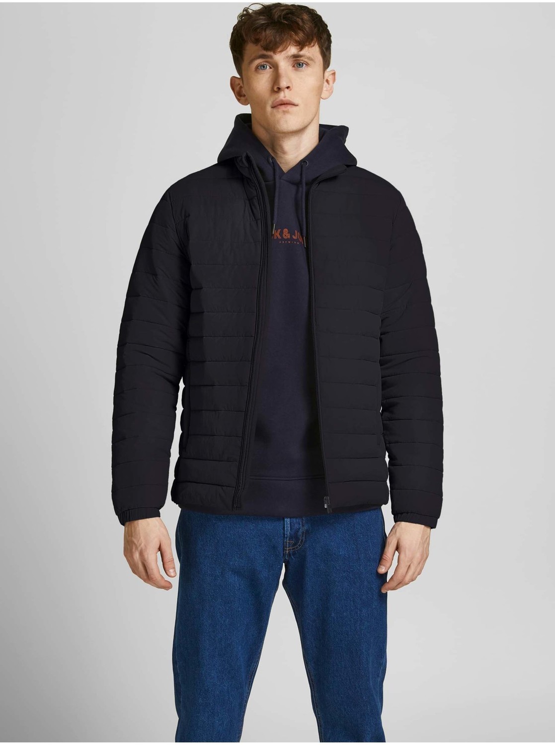 Čierna prešívaná bunda Jack & Jones Puffer