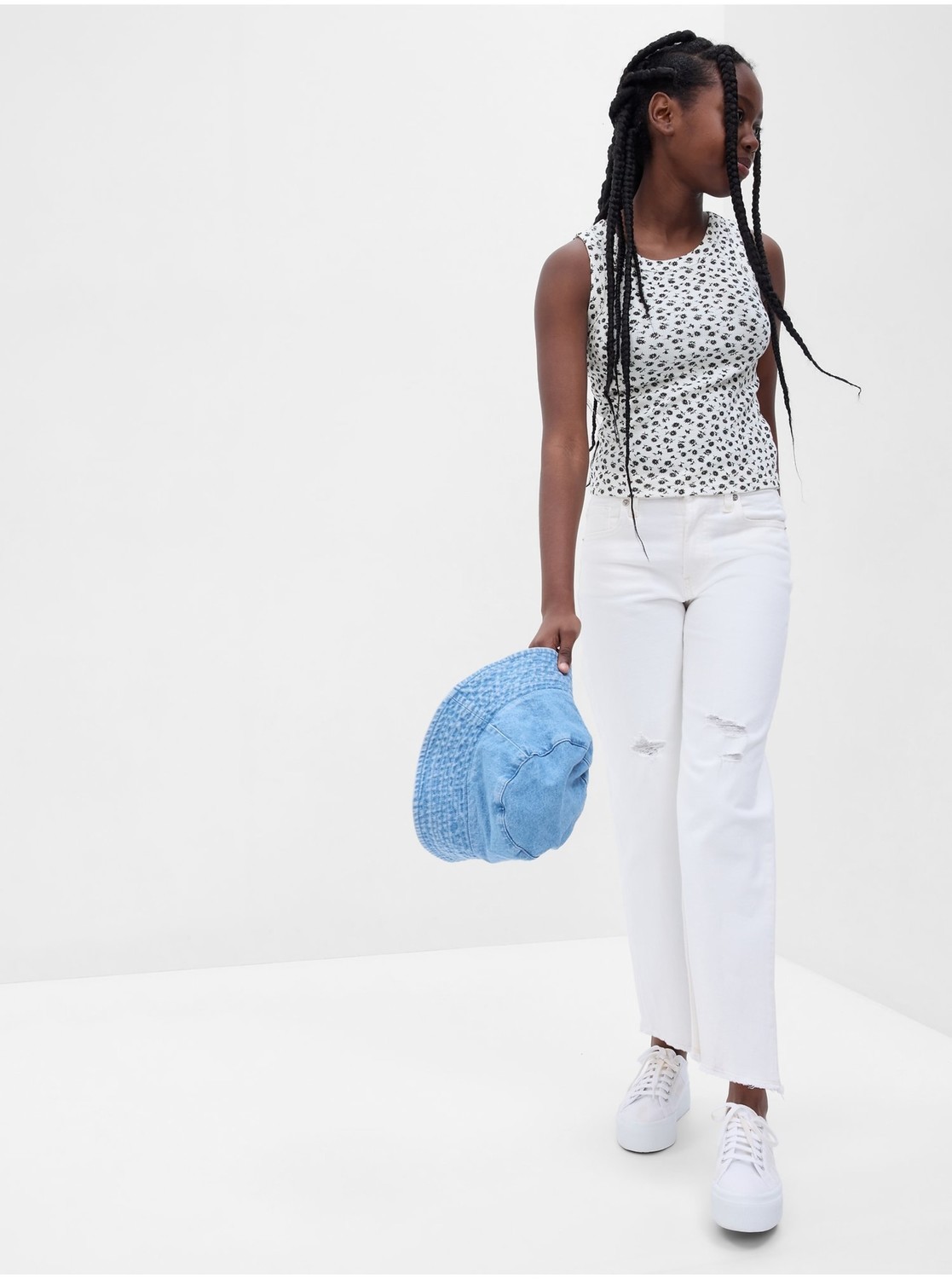 Čierno-biele dievčenské vzorované tielko GAP