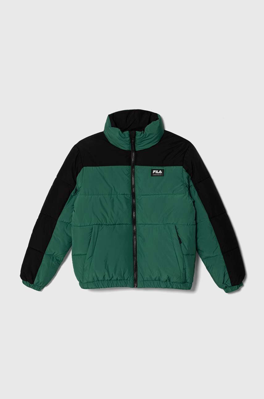 Detská bunda Fila THALWENDEN blocked puff jacket zelená farba