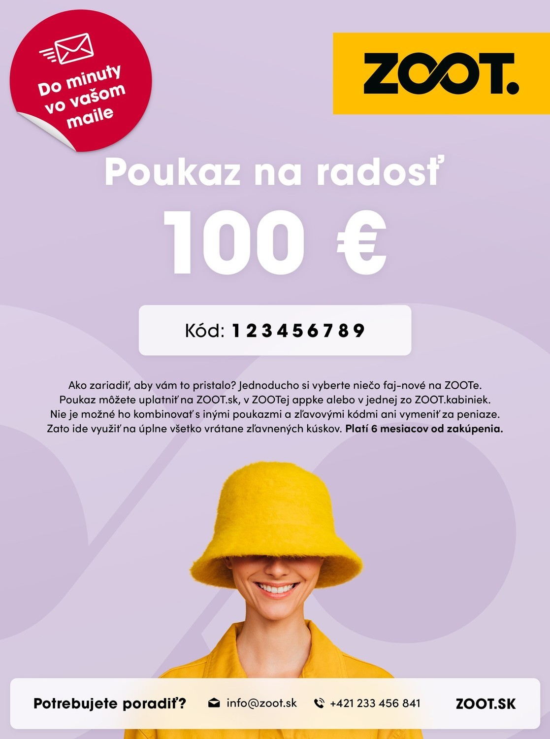 Elektronický poukaz na niečo zo ZOOTu v hodnote 100 €