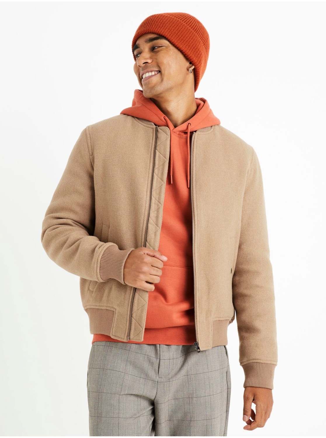 Béžový pánsky bomber Celio Cubeauty