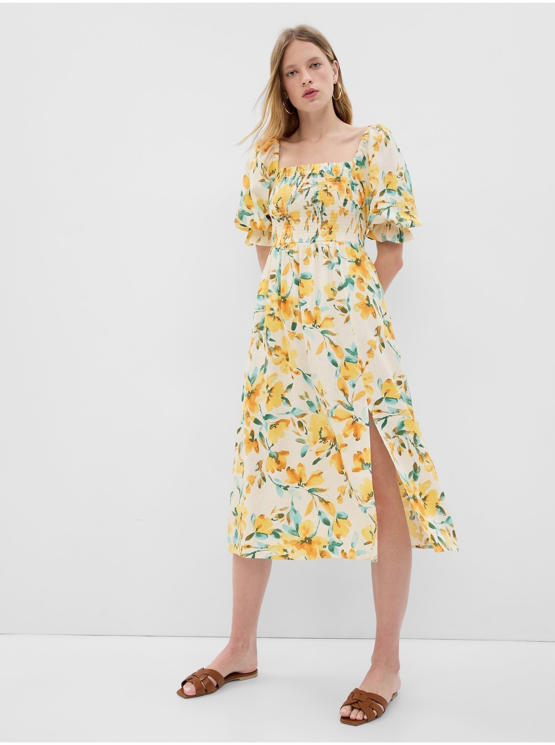 Žlté dámske kvetované šaty GAP