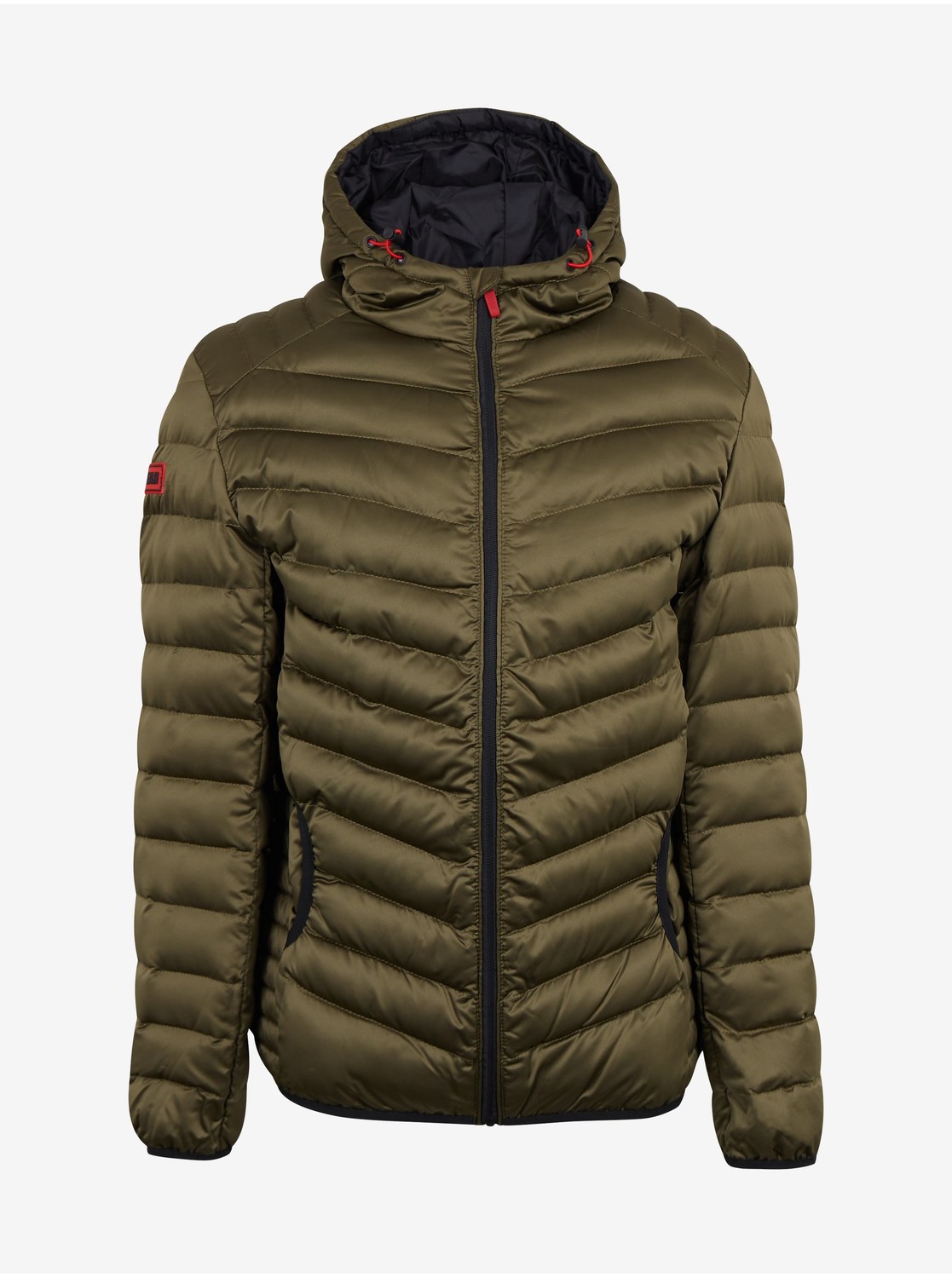 Kaki pánska prešívaná ľahká bunda Ombre Clothing
