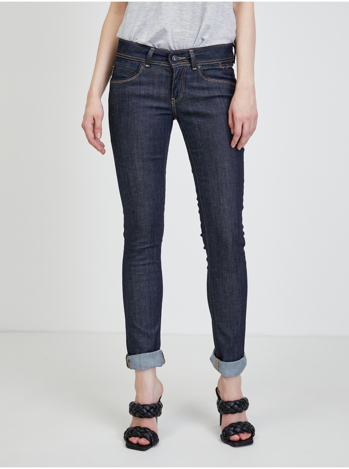 Slim fit pre ženy Pepe Jeans - tmavomodrá