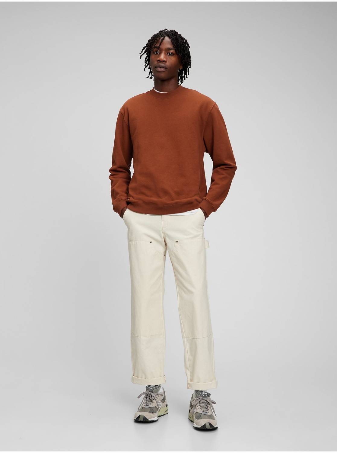 Hnedá pánska mikina fleece crew GAP
