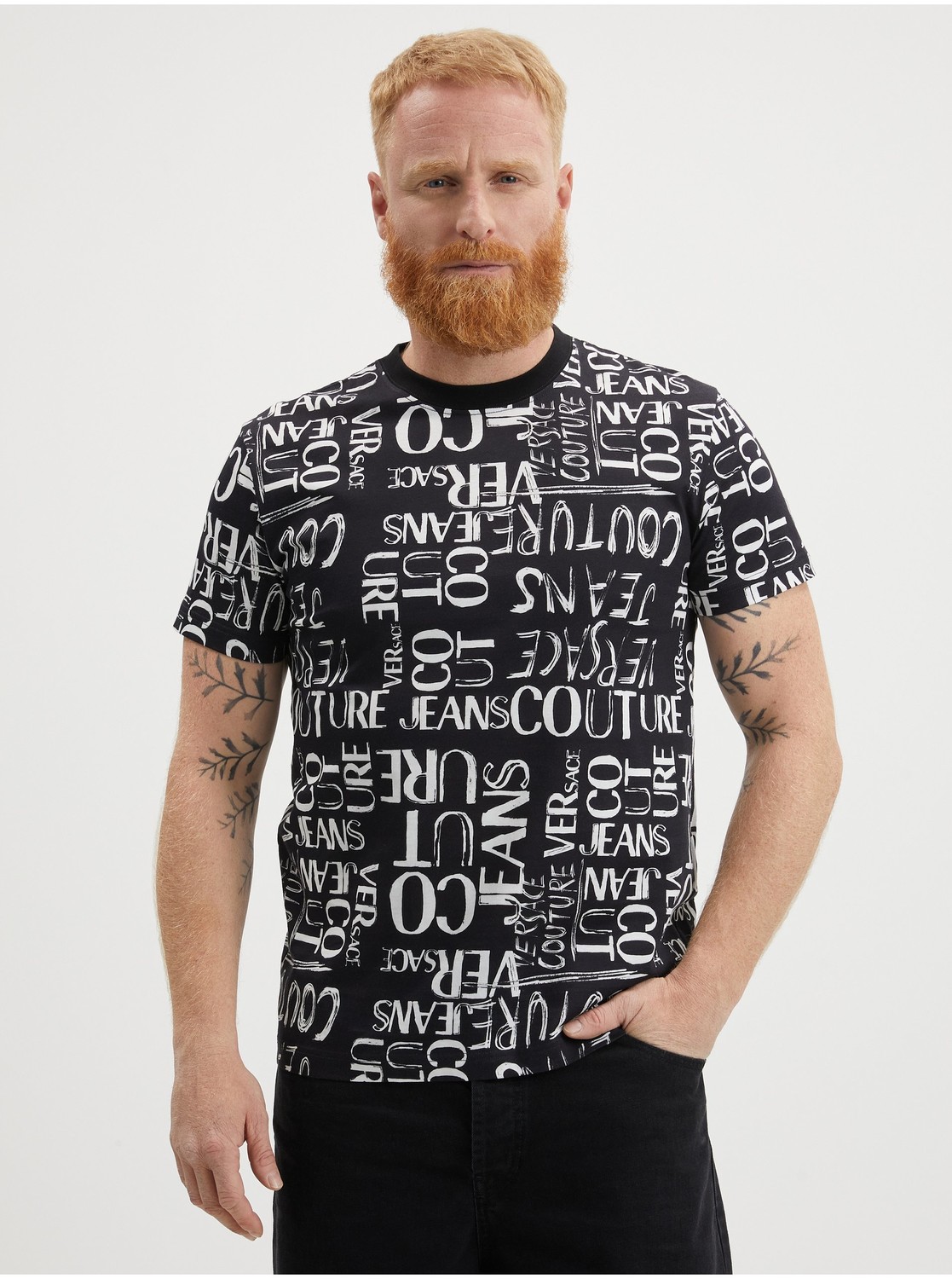 Čierne pánske vzorované tričko Versace Jeans Couture