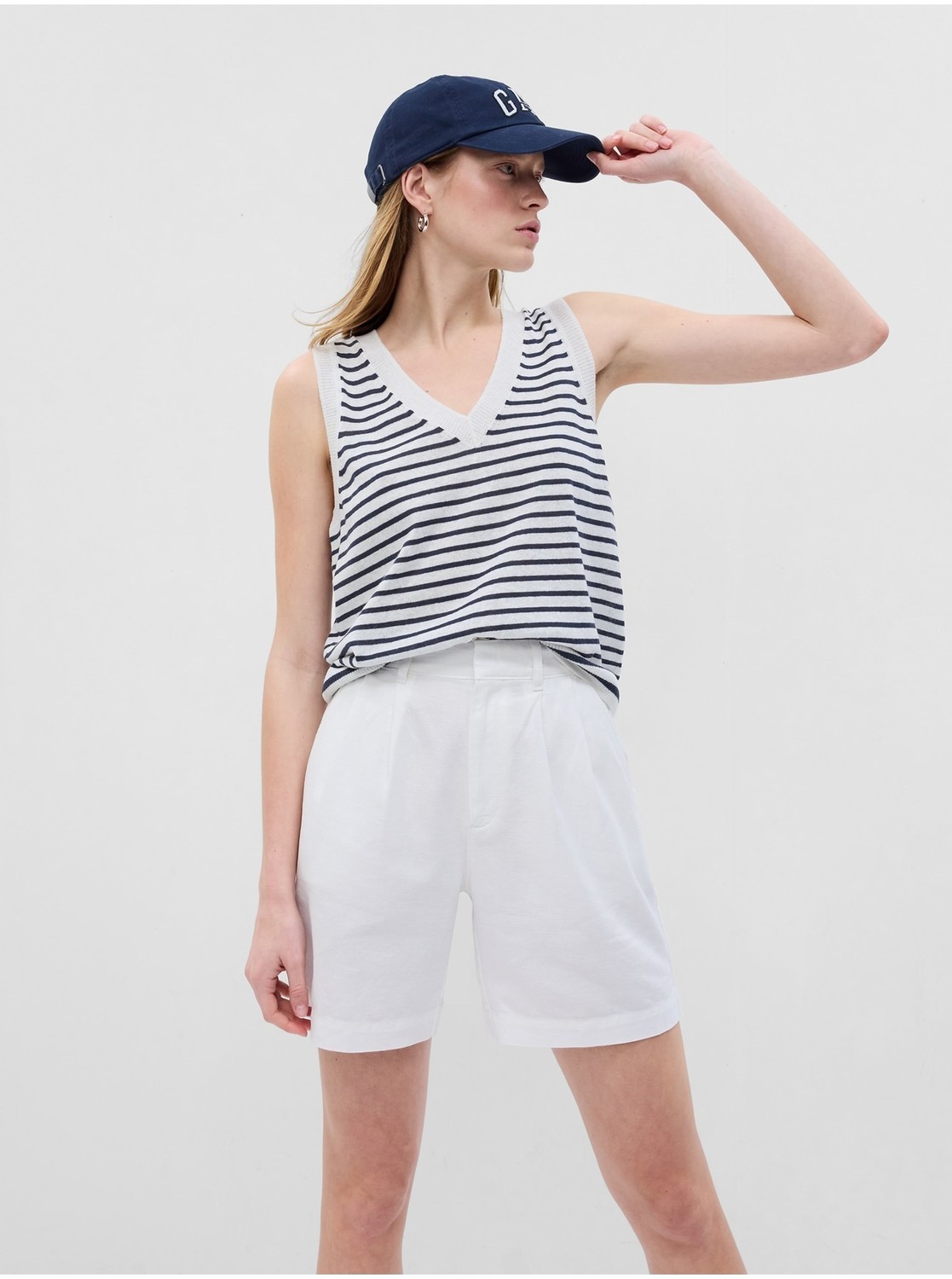 Šedo-modrá dámska pruhovaná vesta GAP