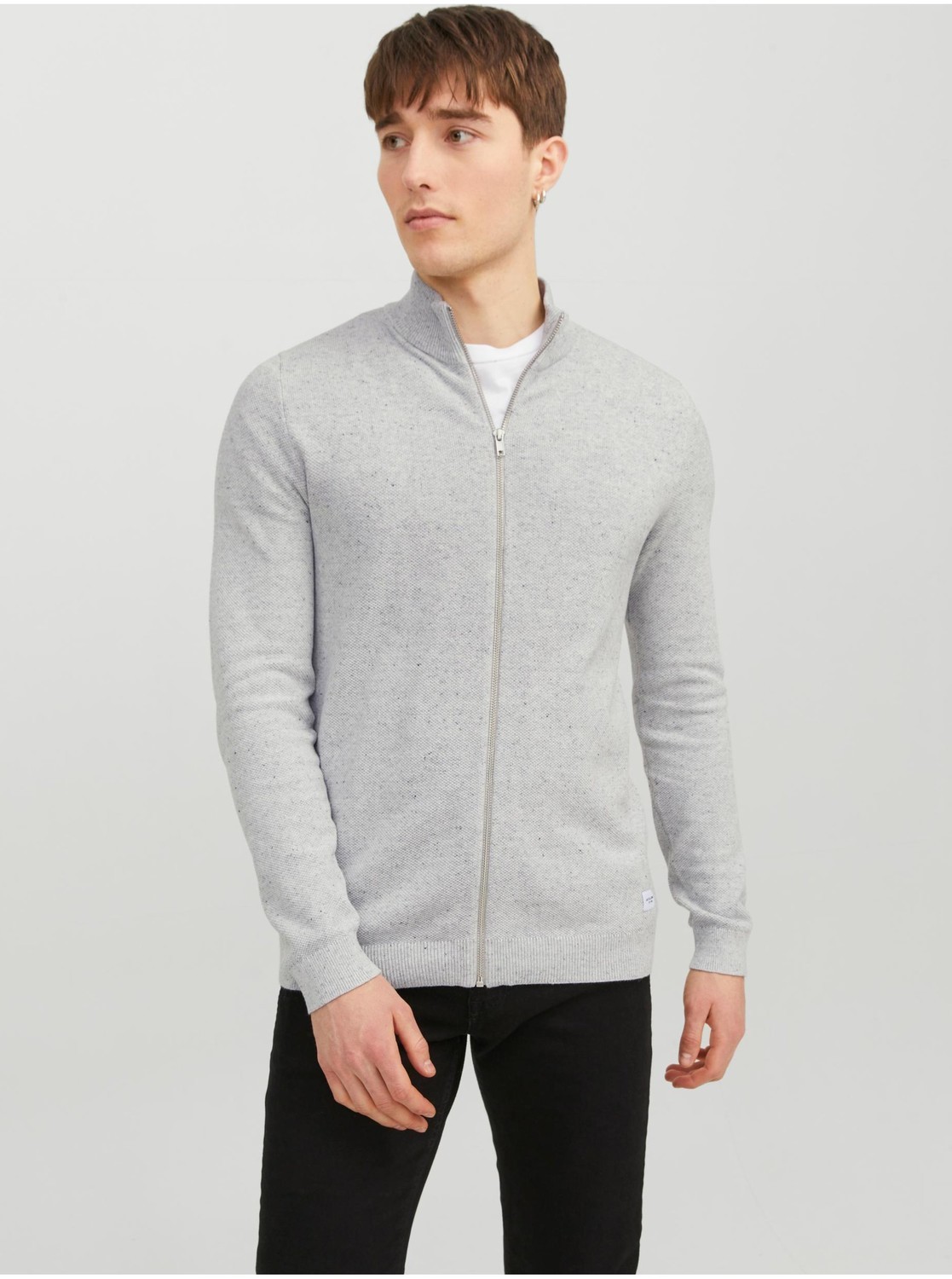 Svetlosivý pánsky basic sveter Jack & Jones Hill