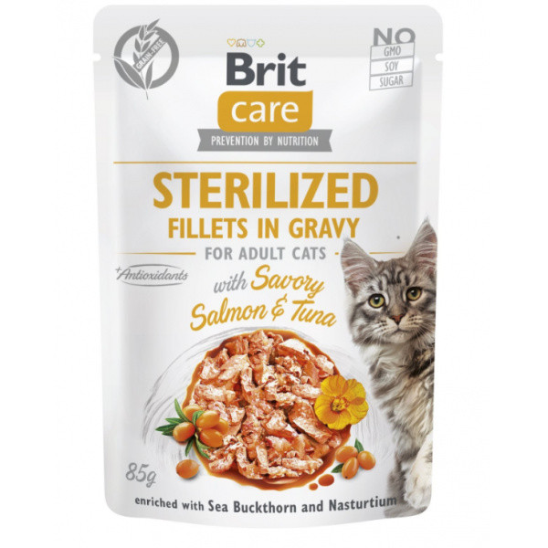 Brit Care kapsičky steril. filet v omáčke losos a tuniak 85 g
