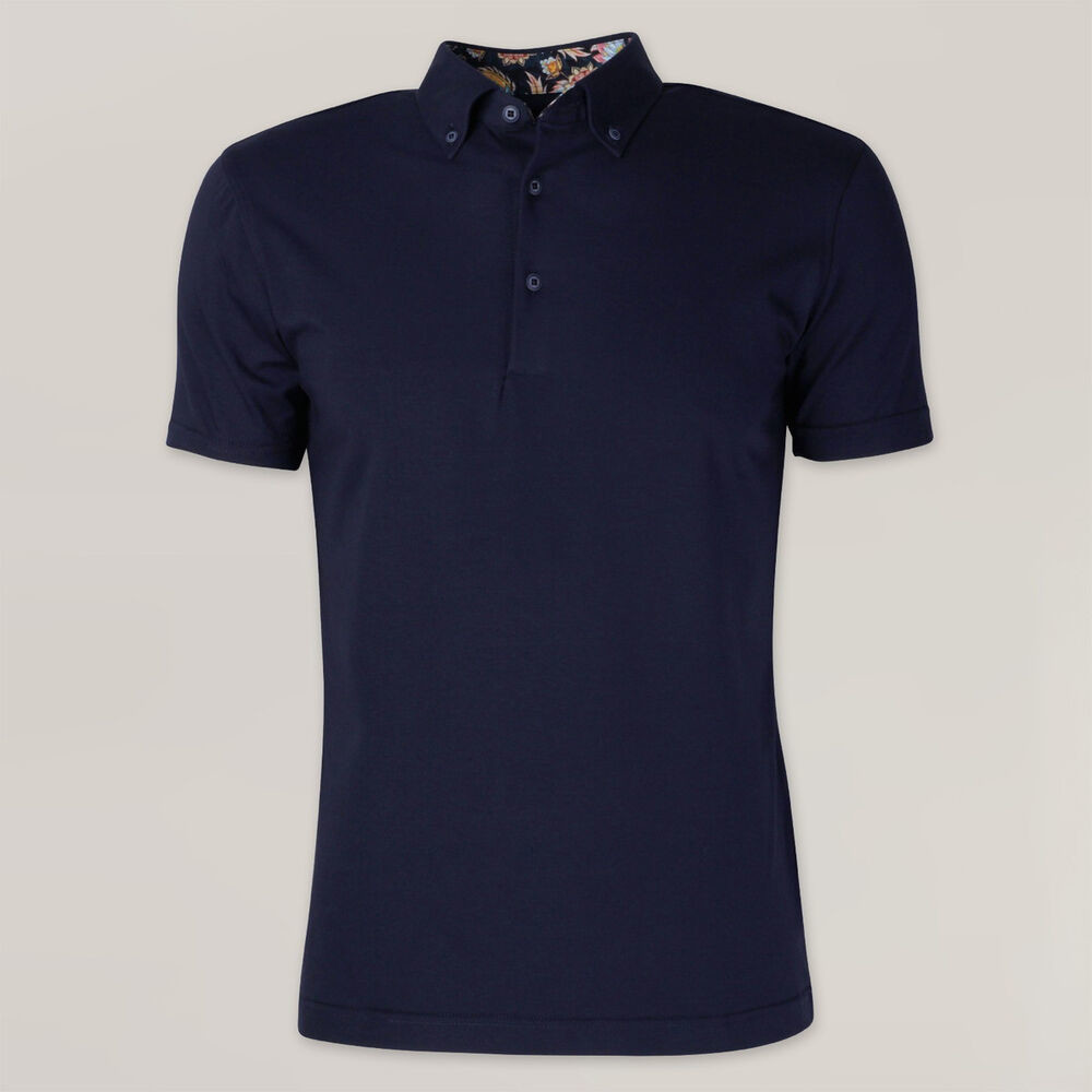 Pánske polo tričko tmavomodrej farby s golierom na gombíky 15537