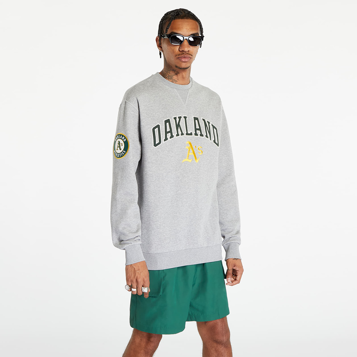 New Era Oakland Athletics Mlb Large Logo Crew Neck Sweatshirt Grey