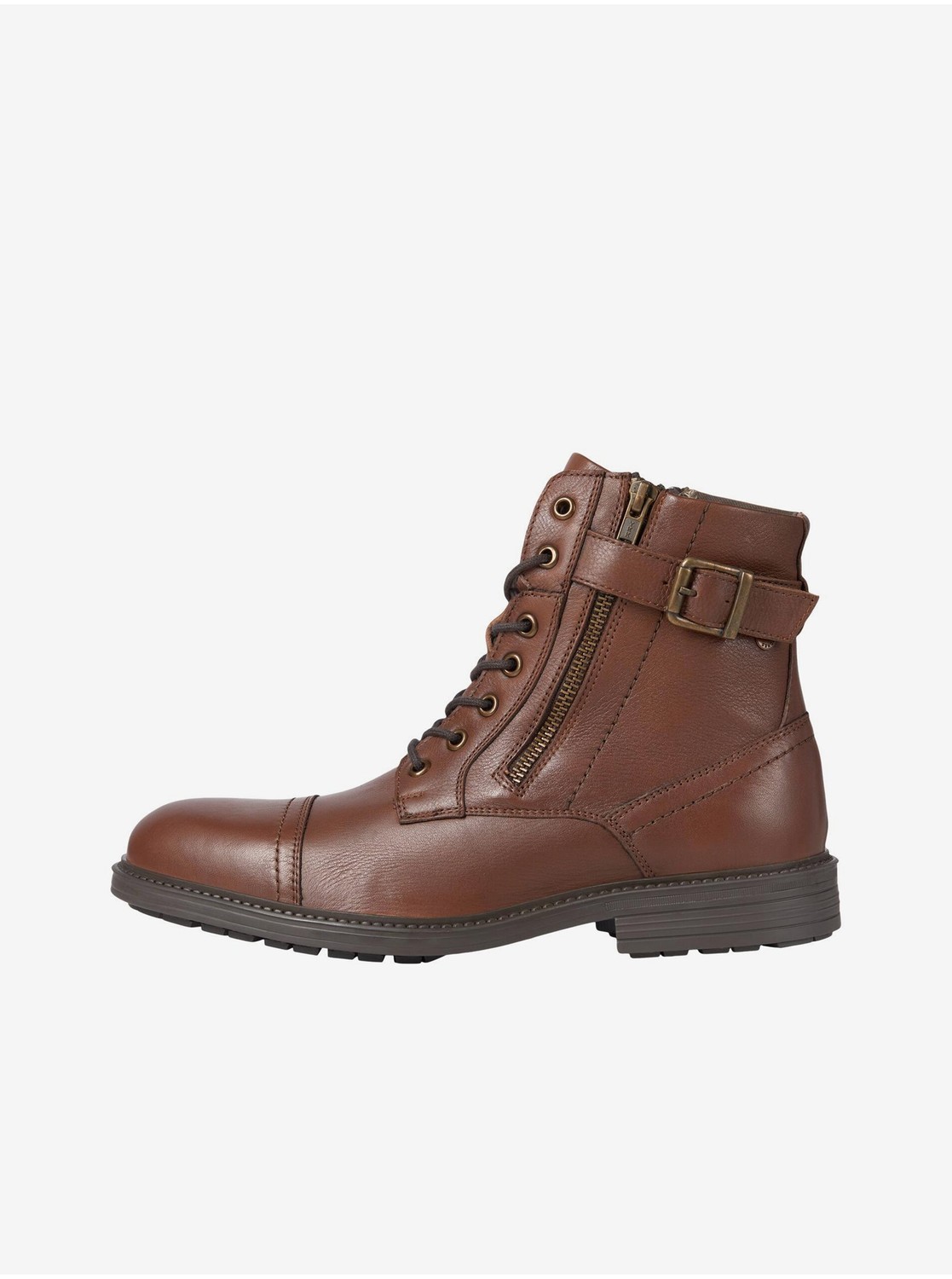 Brown Men's Leather Winter Ankle Boots Jack & Jones Holland - Men