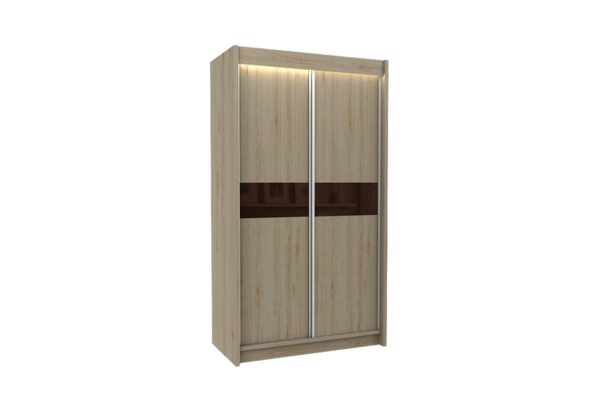 Expedo Skriňa s posuvnými dverami ALEXA + Tichý dojazd, sonoma / hnedé sklo, 120x216x61
