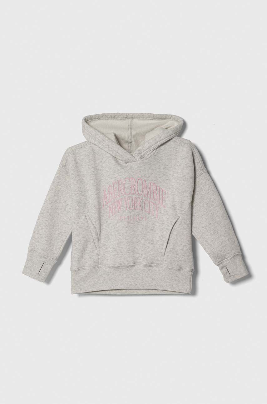 Detská mikina Abercrombie & Fitch šedá farba, s kapucňou, s nášivkou