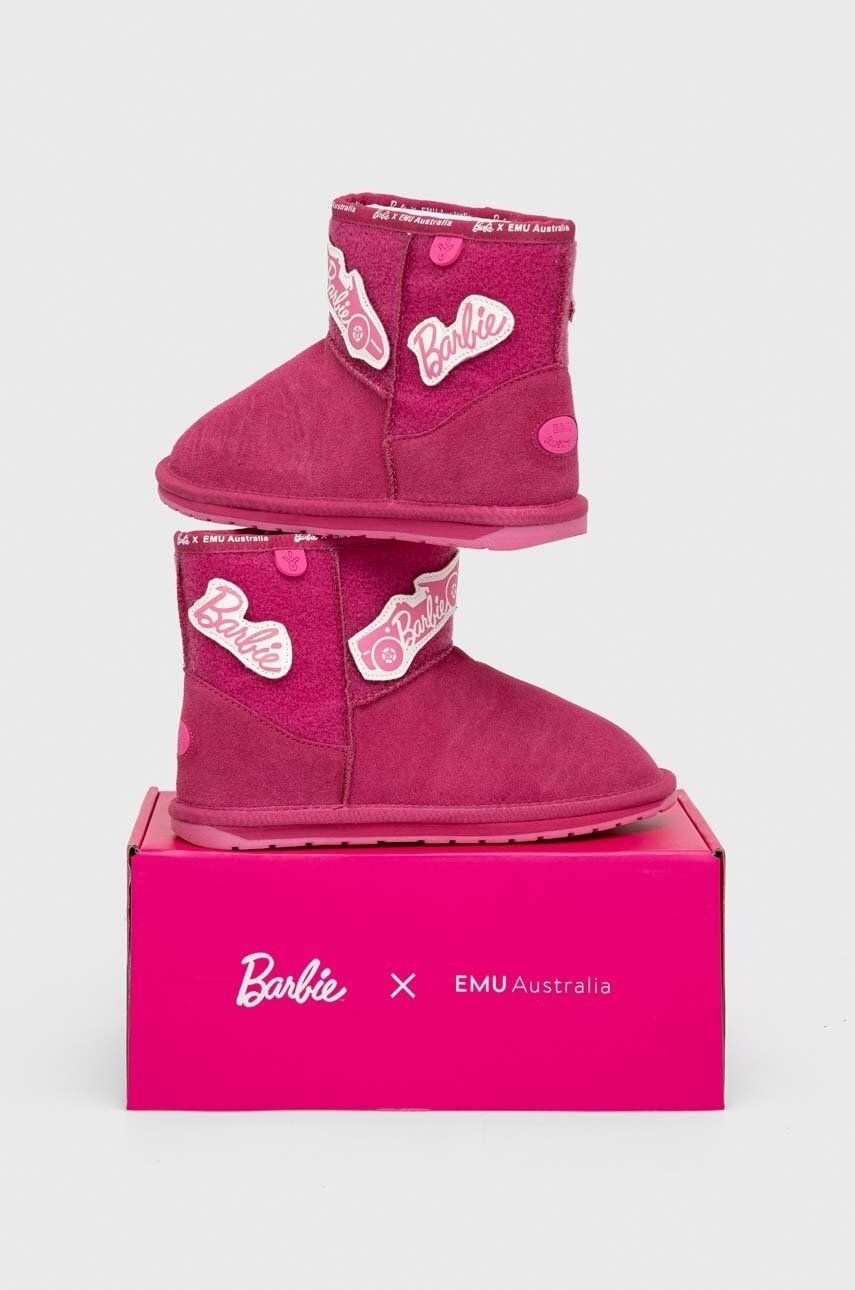 Detské zimné semišové topánky Emu Australia x Barbie, Wallaby Mini Play ružová farba