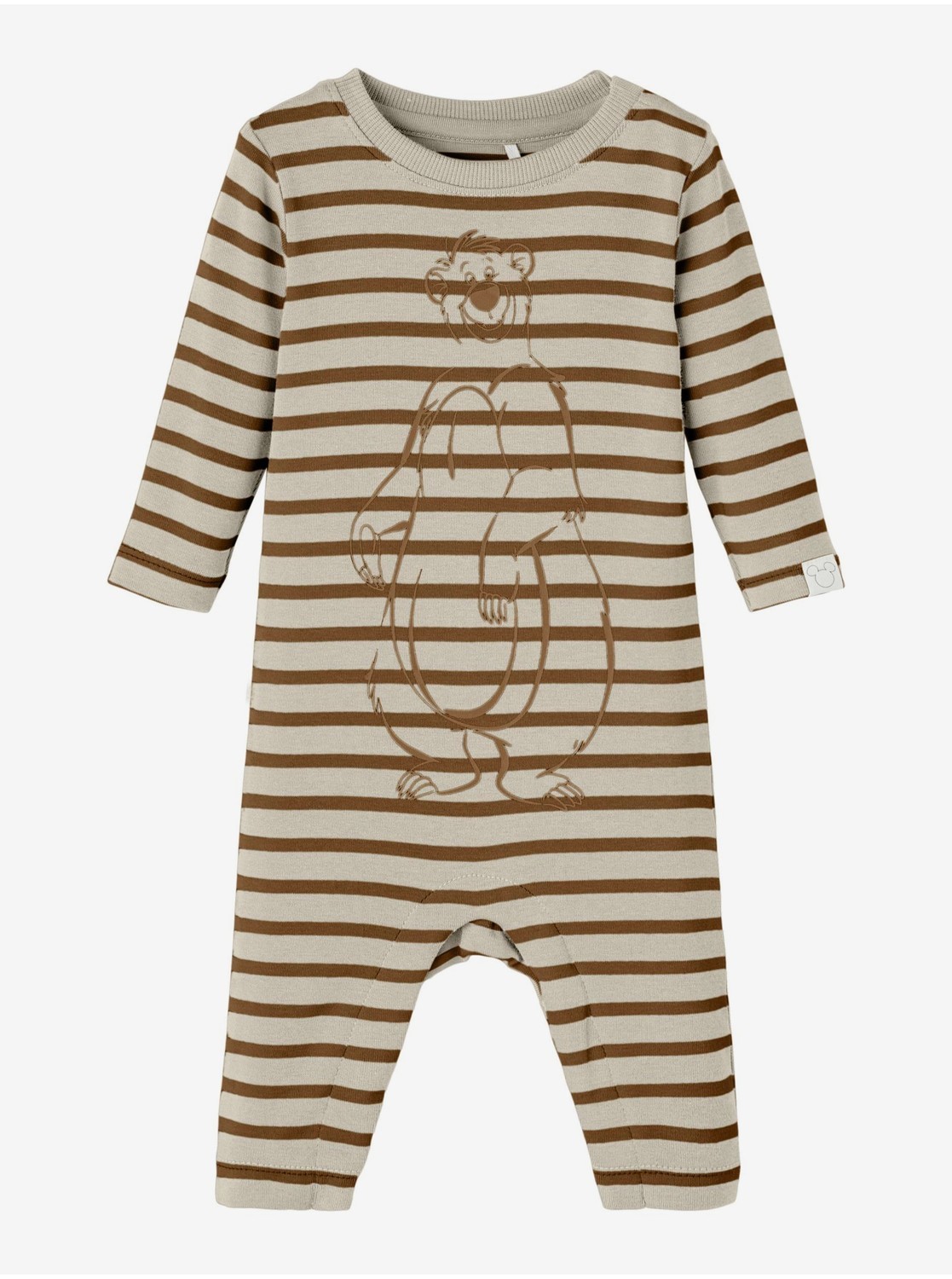 Hnedo-krémové detské vzorované body s dlhým rukávom name it Baloo