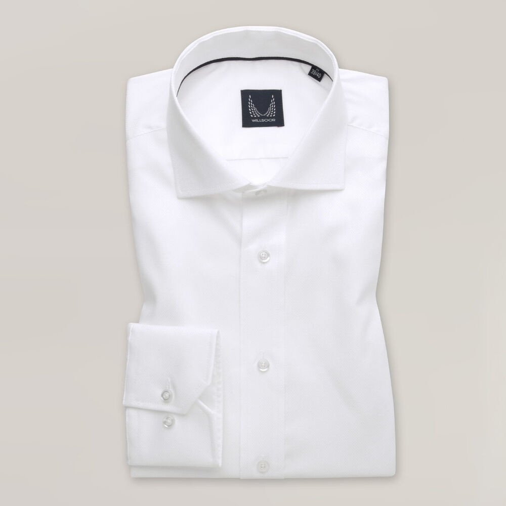 Pánska košeľa slim fit biela s talianskym golierom 15553