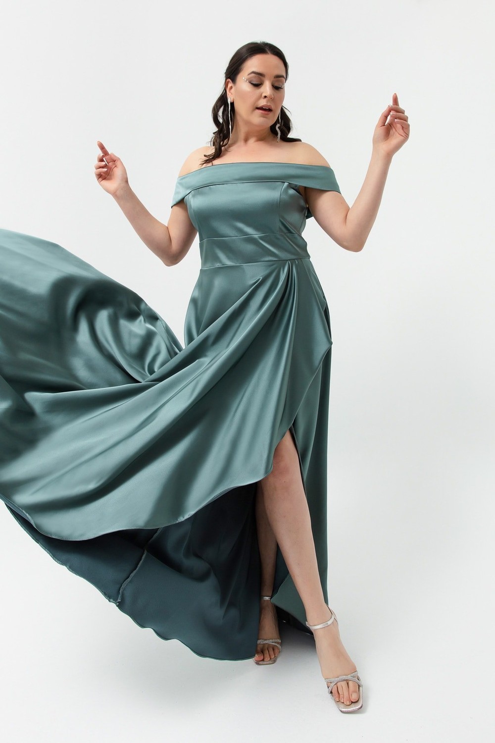 Lafaba Plus Size Evening Dress - Green - A-line