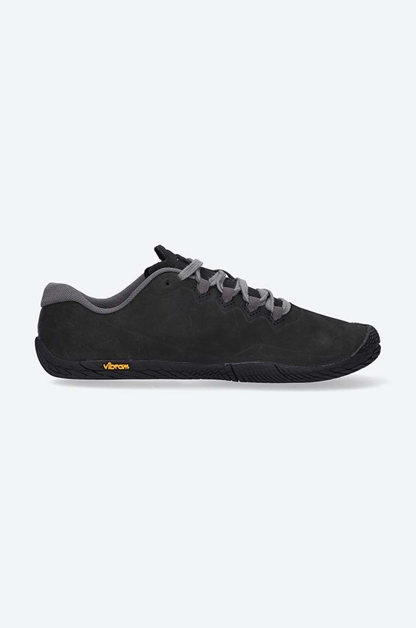 Semišové poltopánky Merrell Vapor Glove 3 Luna dámske, čierna farba, na plochom podpätku