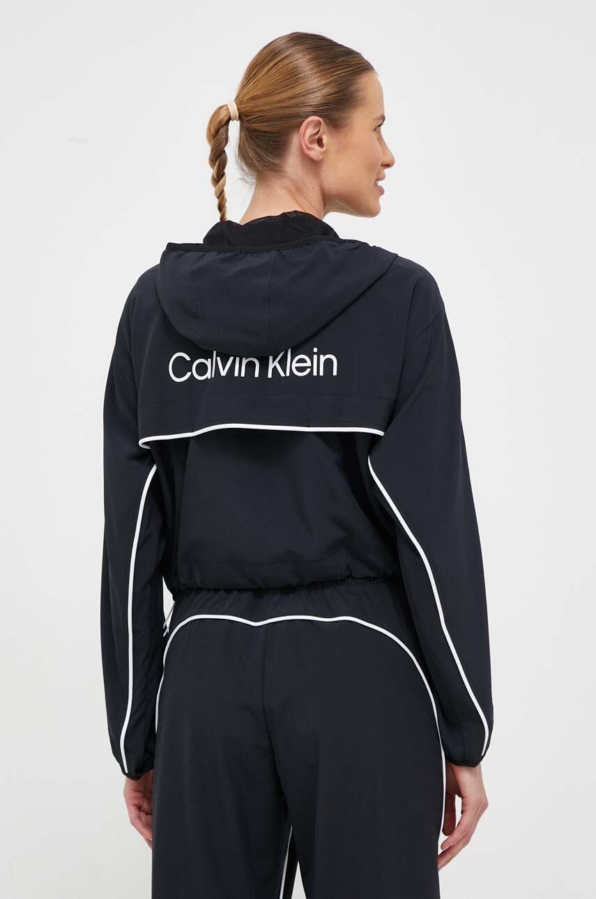Vetrovka Calvin Klein Performance čierna farba, prechodná, oversize