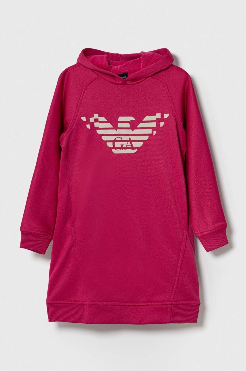Dievčenské šaty Emporio Armani ružová farba, mini, rovný strih