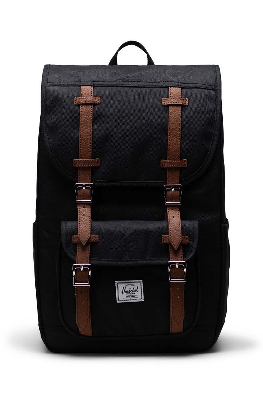 Ruksak Herschel 11391-00001-OS Little America Mid Backpack čierna farba, veľký, vzorovaný