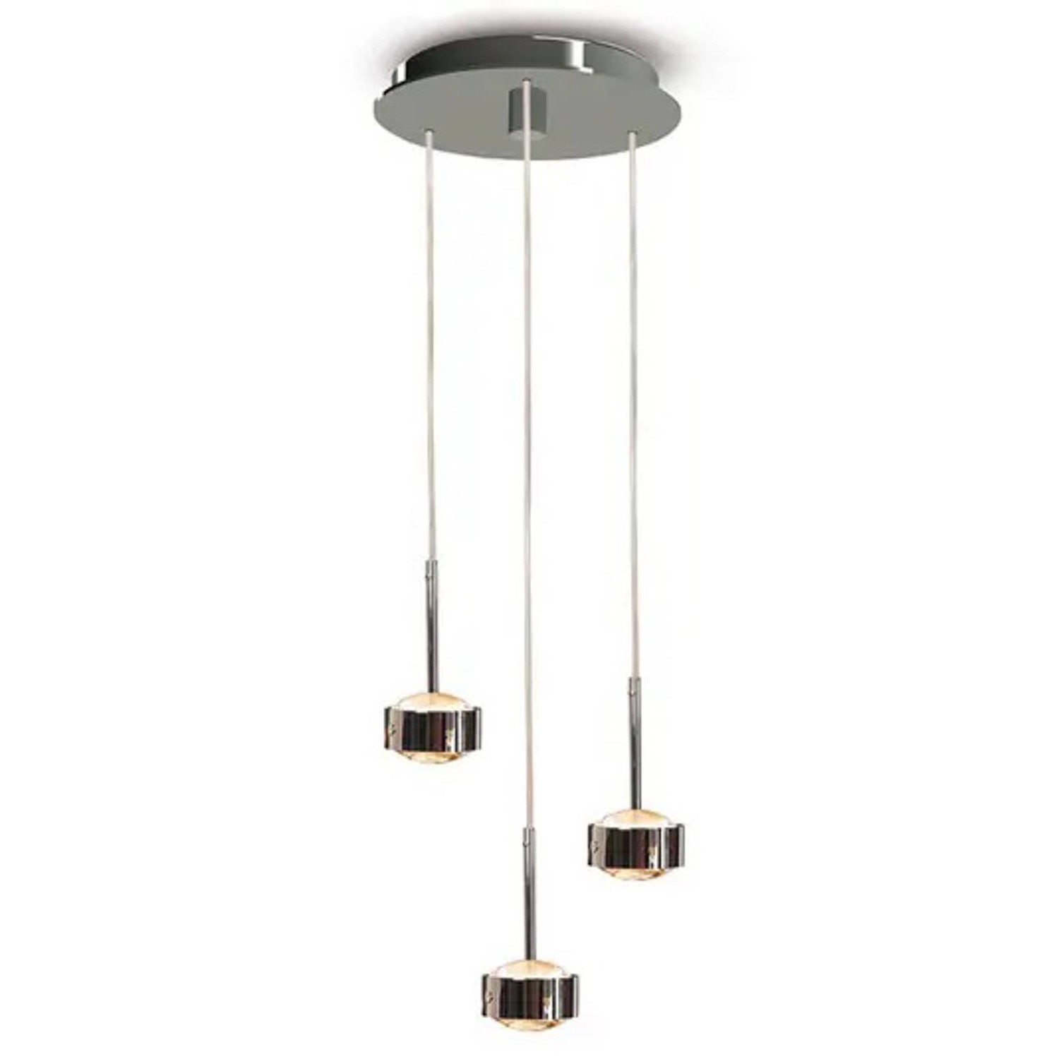 Závesné LED svietidlo Puk Drop Trio, nikel matný