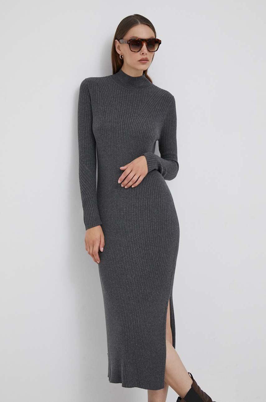 Šaty Pepe Jeans šedá farba, maxi, priliehavá