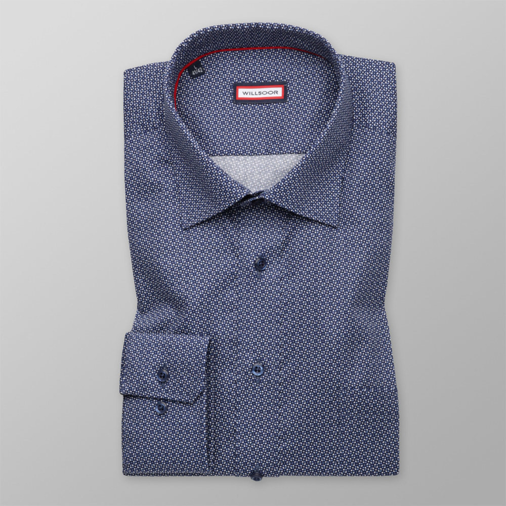 Košeľa klasická modro-biely geometrický vzor (výška 198-  204) 10437