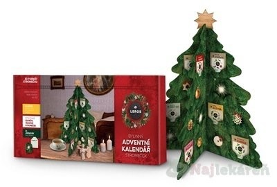 LEROS BYLINNÝ ADVENTNÝ KALENDÁR STROMČEK 24 druhov čajov po 1 vrecúšku + menovky na darčeky 24 ks