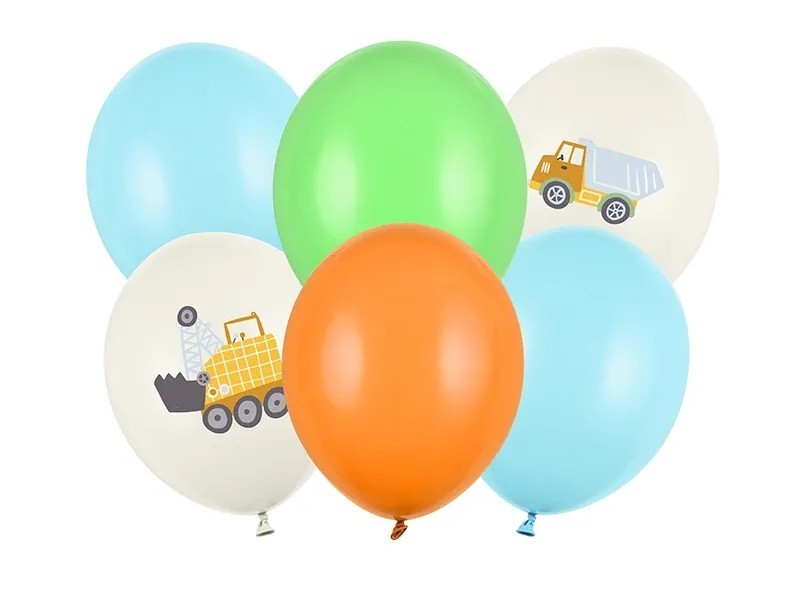 PartyDeco Balónová kytica - Stavebné vozidlá 6 ks