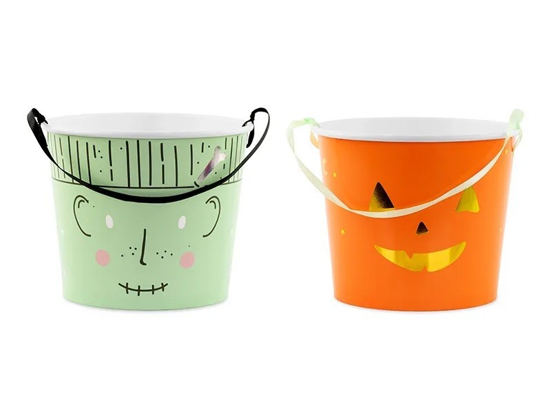 PartyDeco Vedierka na sladkosti - Halloween 2 ks