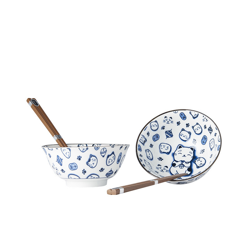 Set misiek s paličkami MANEKI CAT BLUE MIJ 400 ml 2 ks