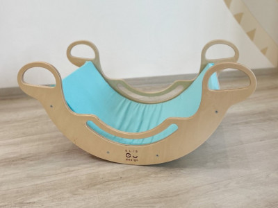 Podložka na Montessori hojdačku 6v1 smile s elastanom tyrkysová