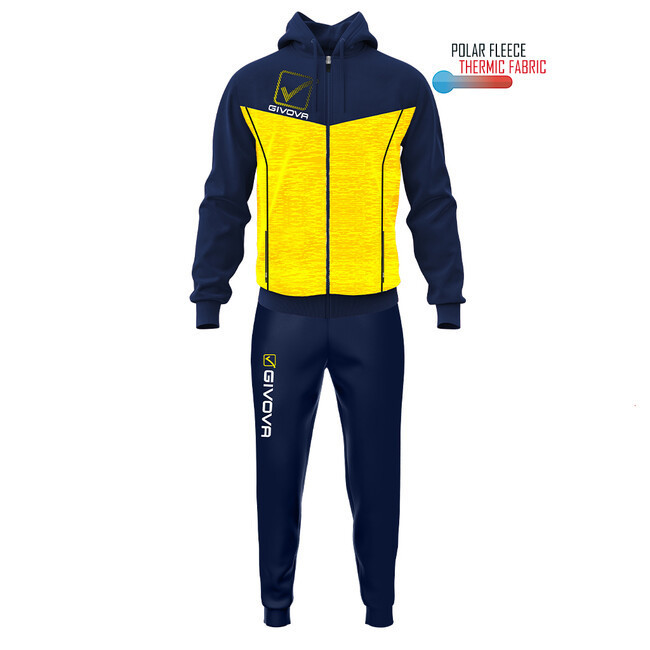 TUTA VISA MELANGE CON CAPPUCCIO POLARFLEECE BLU/GIALLO MELANGE Tg. 2XS